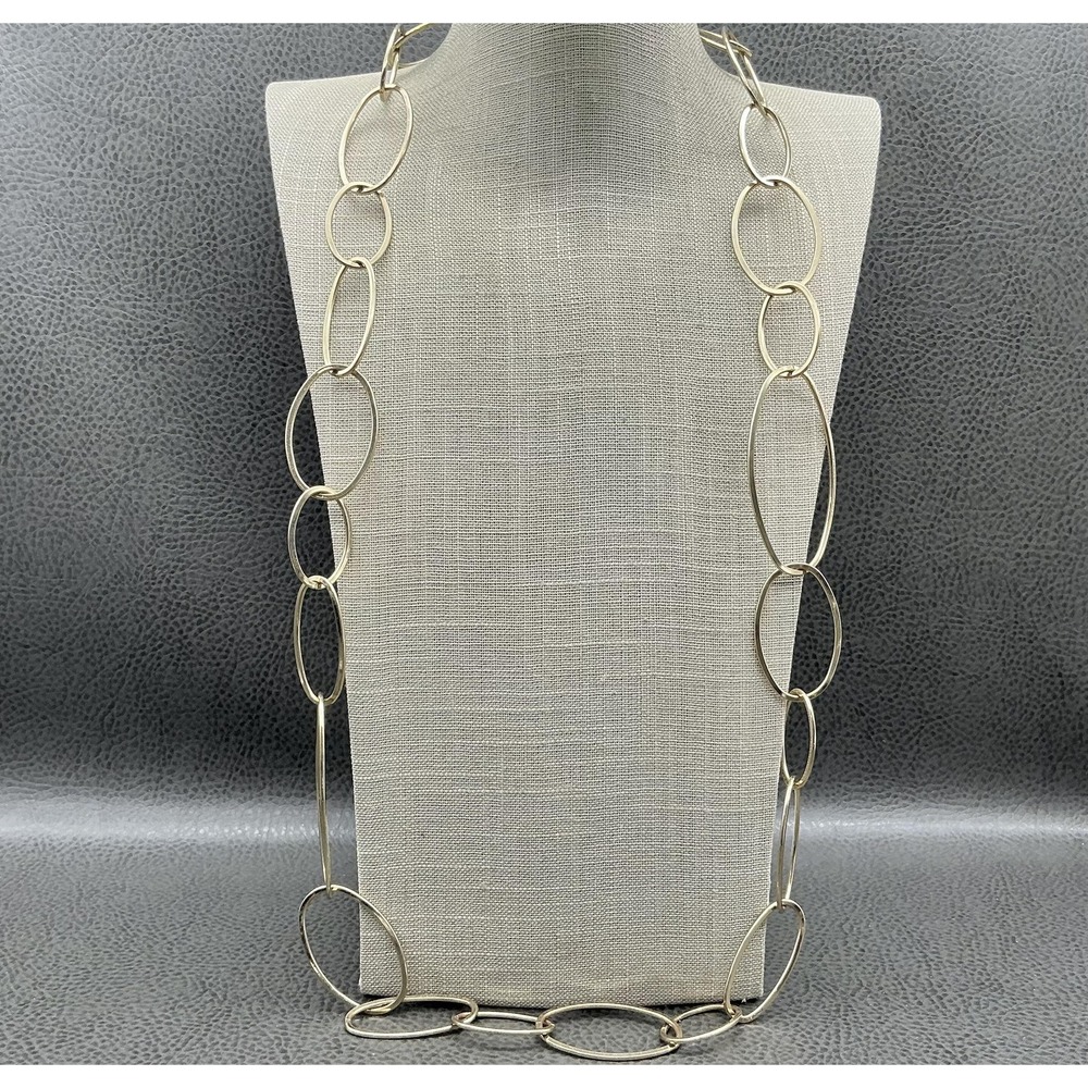 Chicos Necklace Gold Tone Large Open Oval Link Chain 28 In Womens Statement